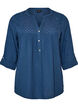 Bluse i bomuldsmusselin med broderi anglaise, Bl&aring;, Packshot image number 0