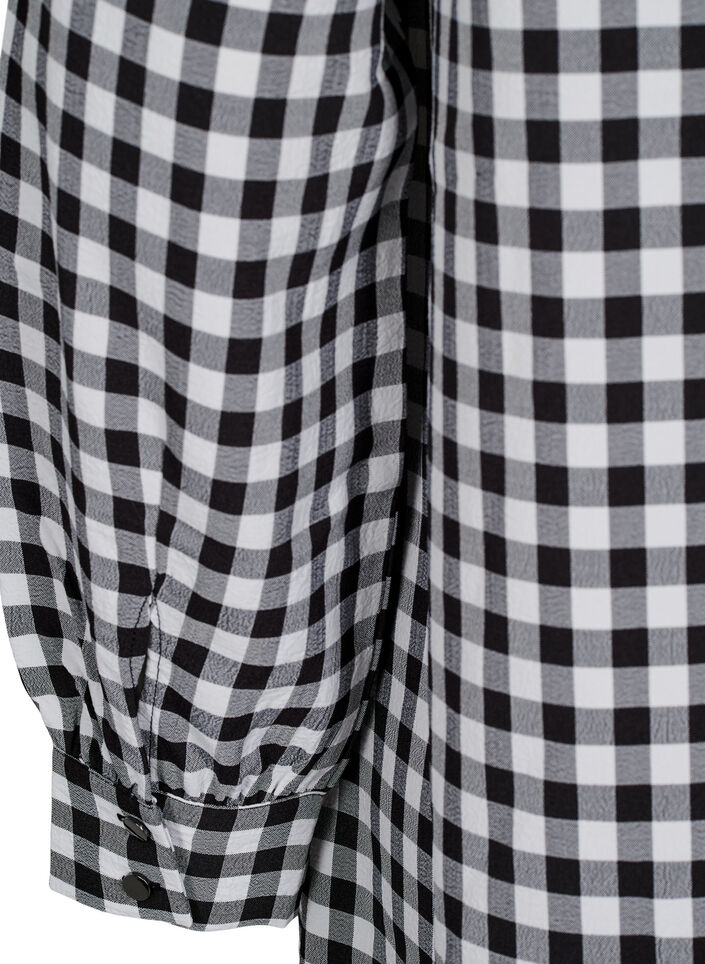Ternet tunika med V-hals, Black/W. Gingham, Packshot image number 3