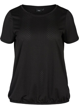 Kortærmet t-shirt med struktur, Black, Packshot image number 0