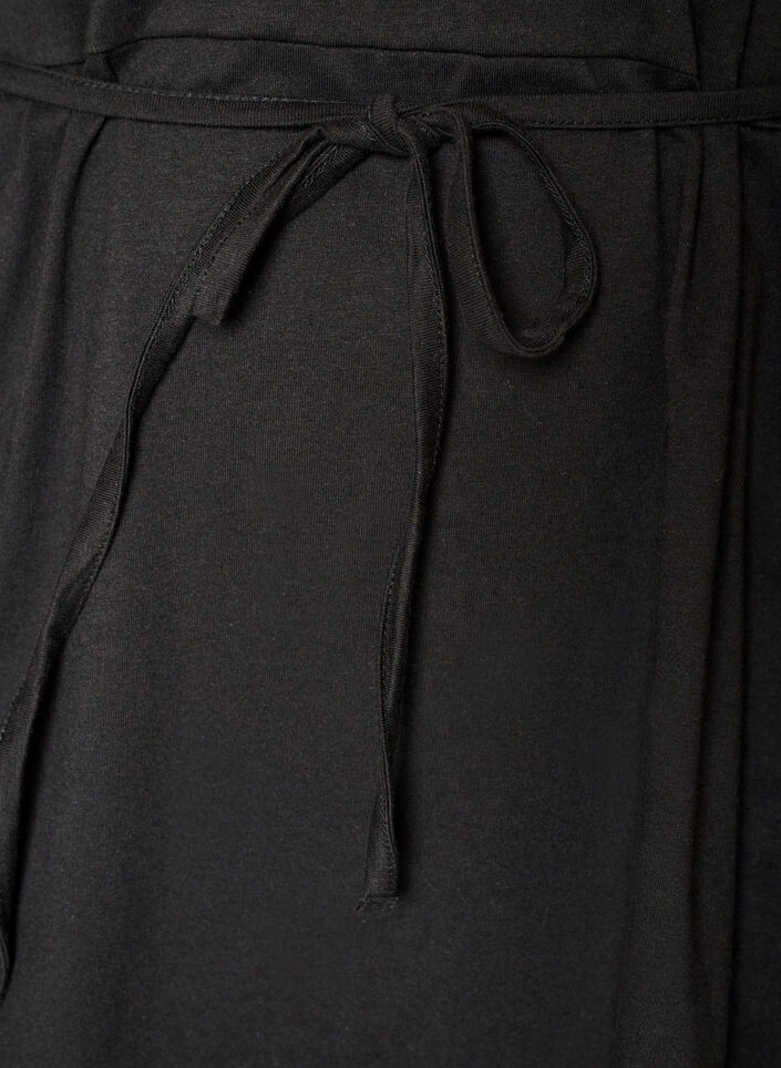 Bomuldskjole med broderie anglaise-&aelig;rmer og bindeb&aring;nd, Sort, Packshot image number 3