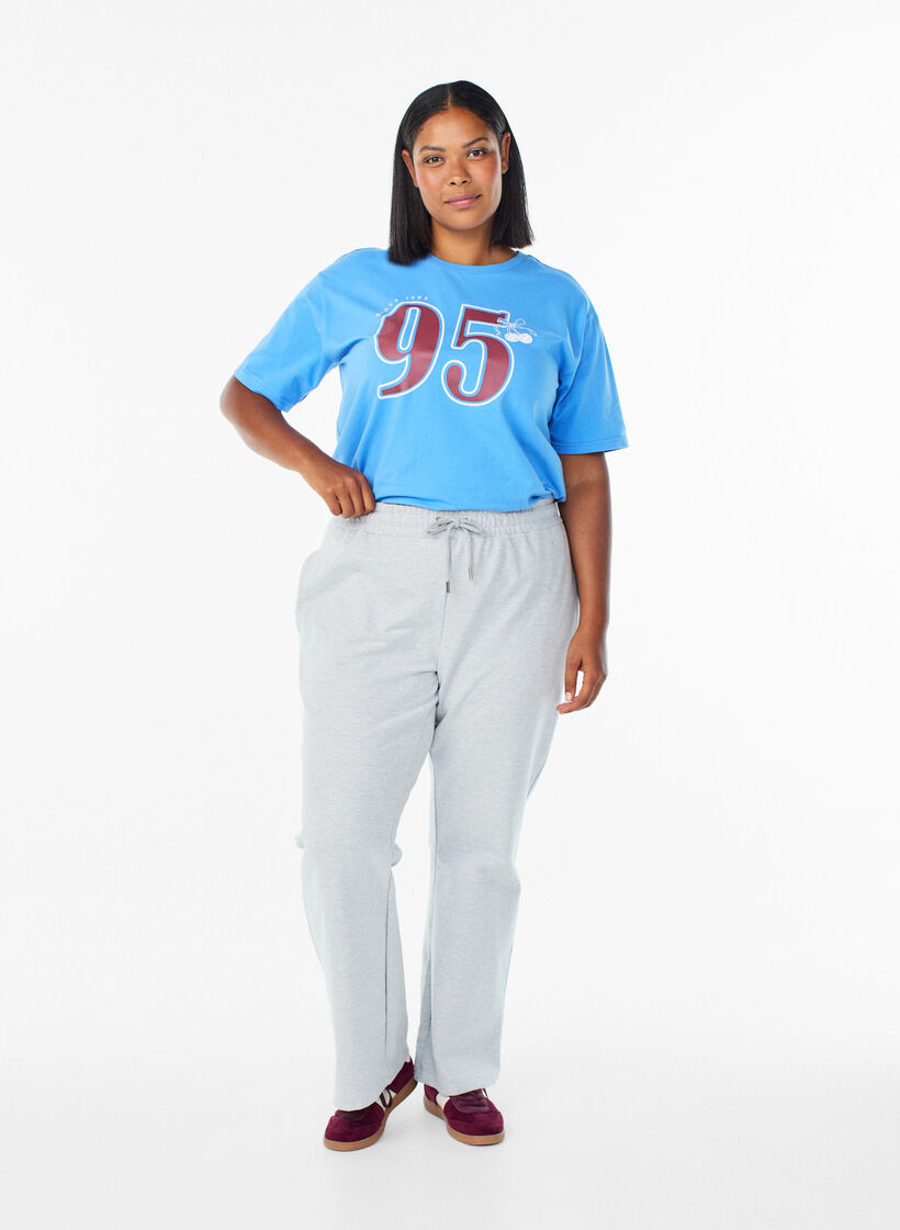 Sporty t-shirt i økologisk bomuld, Blå, Model image number 1