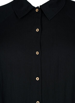 Lang viskoseskjorte med lommer og 3/4 ærmer, Black, Packshot image number 2