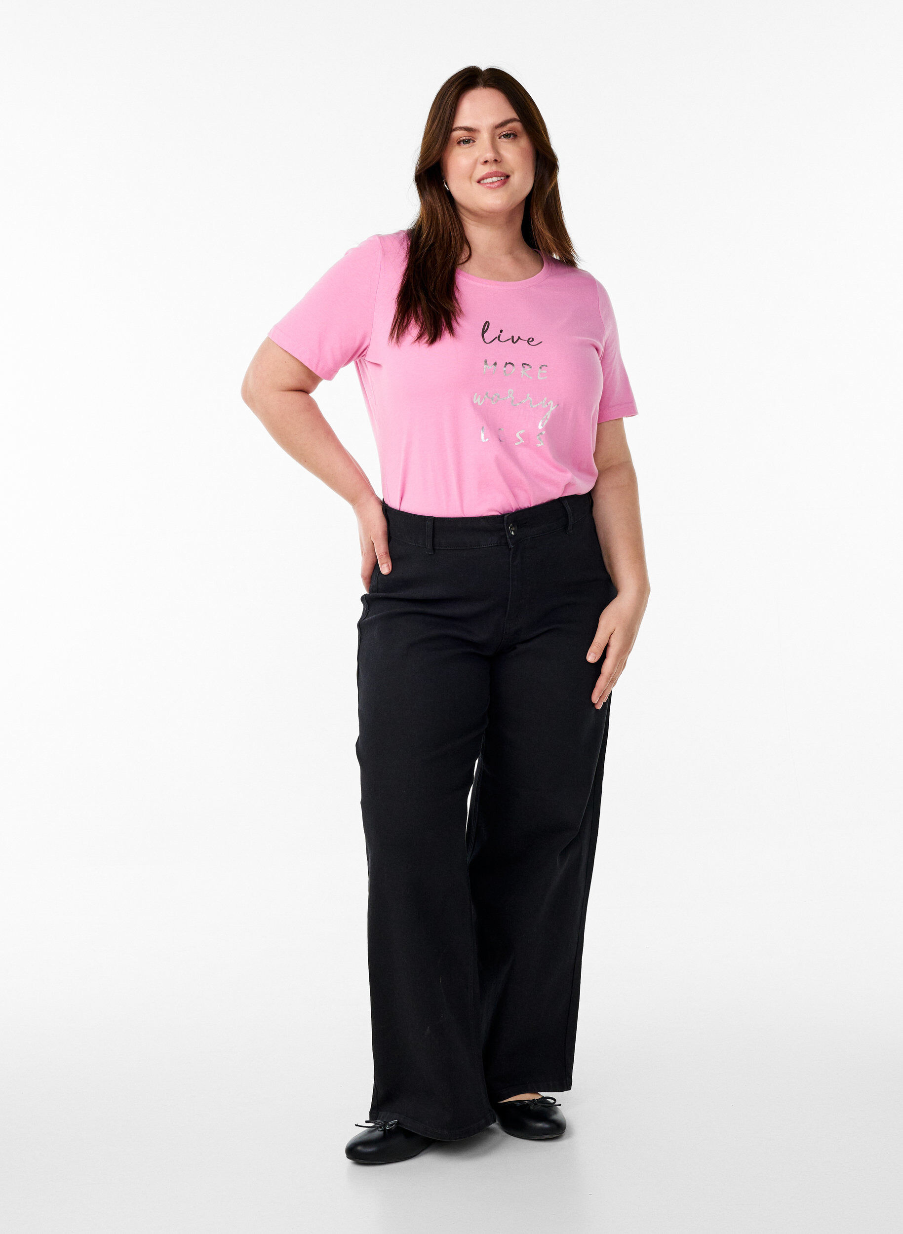 Zizzi FLASH - T-shirt med motiv, Lyser&oslash;d, Model image number 1