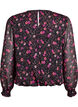 Blomstret chiffonbluse med transparente &aelig;rmer, Sort, Packshot image number 1