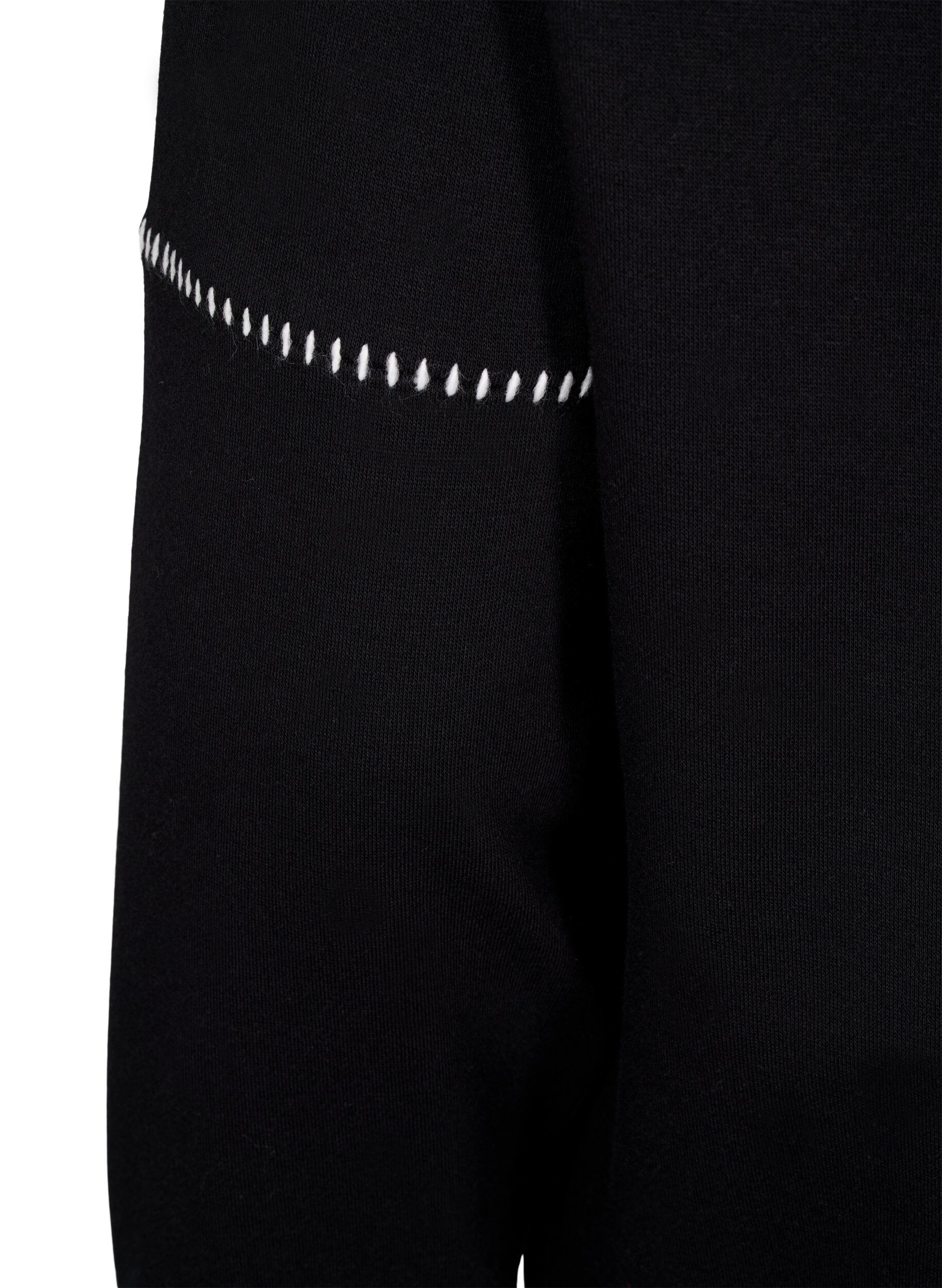 Zizzi Sweatshirt med kontrastsyninger, Black, Packshot image number 3