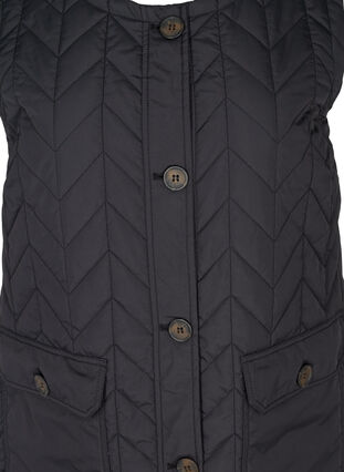 Lang quiltet vest med lommer, Black, Packshot image number 2