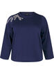 Kort sweatshirt med perledetaljer, Blå, Packshot image number 0