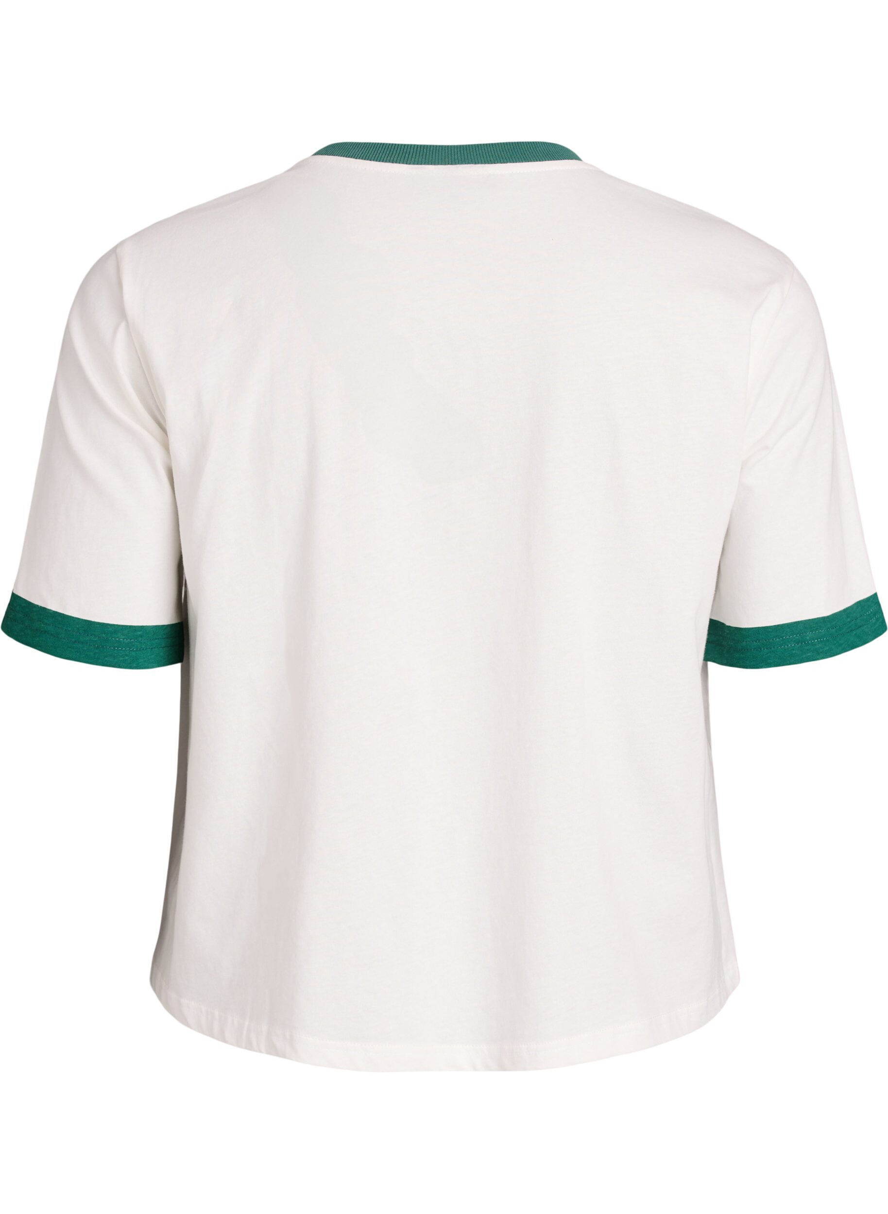 Zizzi T-shirt i bomuld med tekstmotiv og boxy fit, Hvid, Packshot image number 1