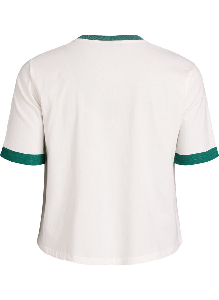 T-shirt i bomuld med tekstmotiv og boxy fit, Hvid, Packshot image number 1