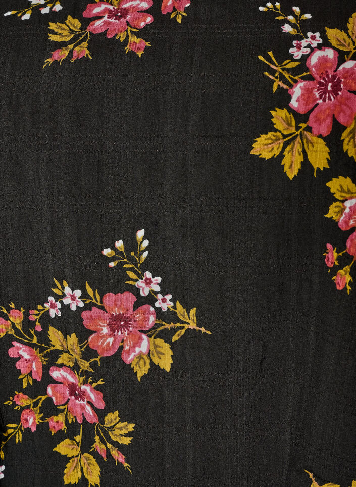 Lang&aelig;rmet bluse med blomsterprint, Sort, Packshot image number 2