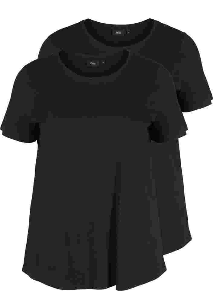 2-pak kortærmet t-shirt i bomuld, Black/Black, Packshot image number 0
