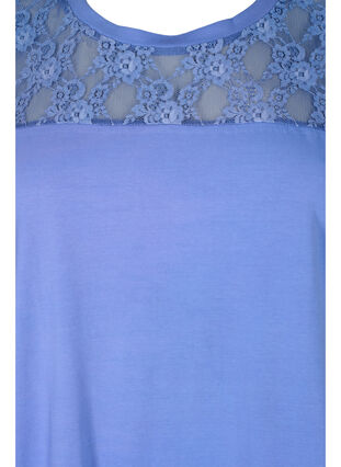 Kortærmet bomulds t-shirt med blonder, Persian Jewel, Packshot image number 2