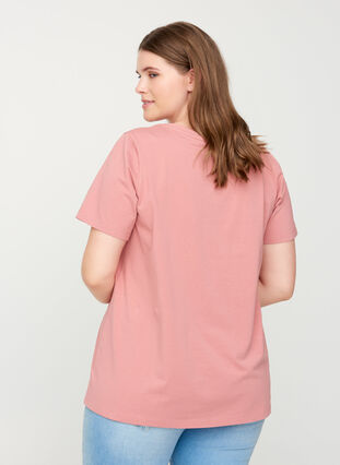 Basis t-shirt med v-hals, Rosa, Model image number 1