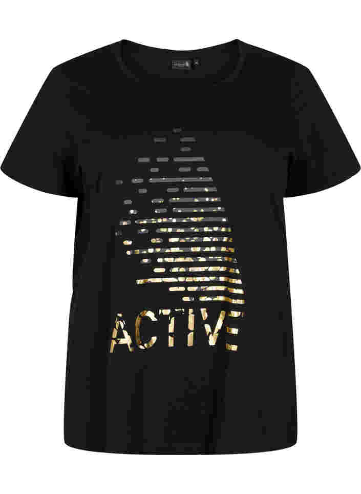 Trænings t-shirt med print, Black gold foil logo
