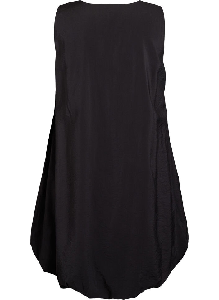 Knælang ballonkjole med lommer, Sort, Packshot image number 1