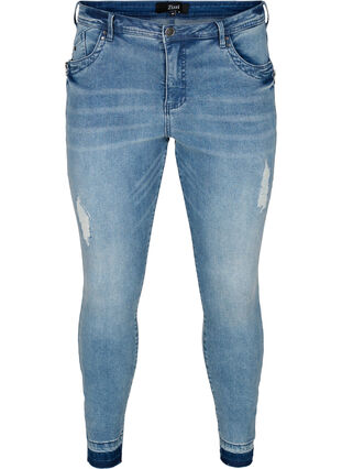 Super slim Amy jeans med slid, Blue denim, Packshot image number 0