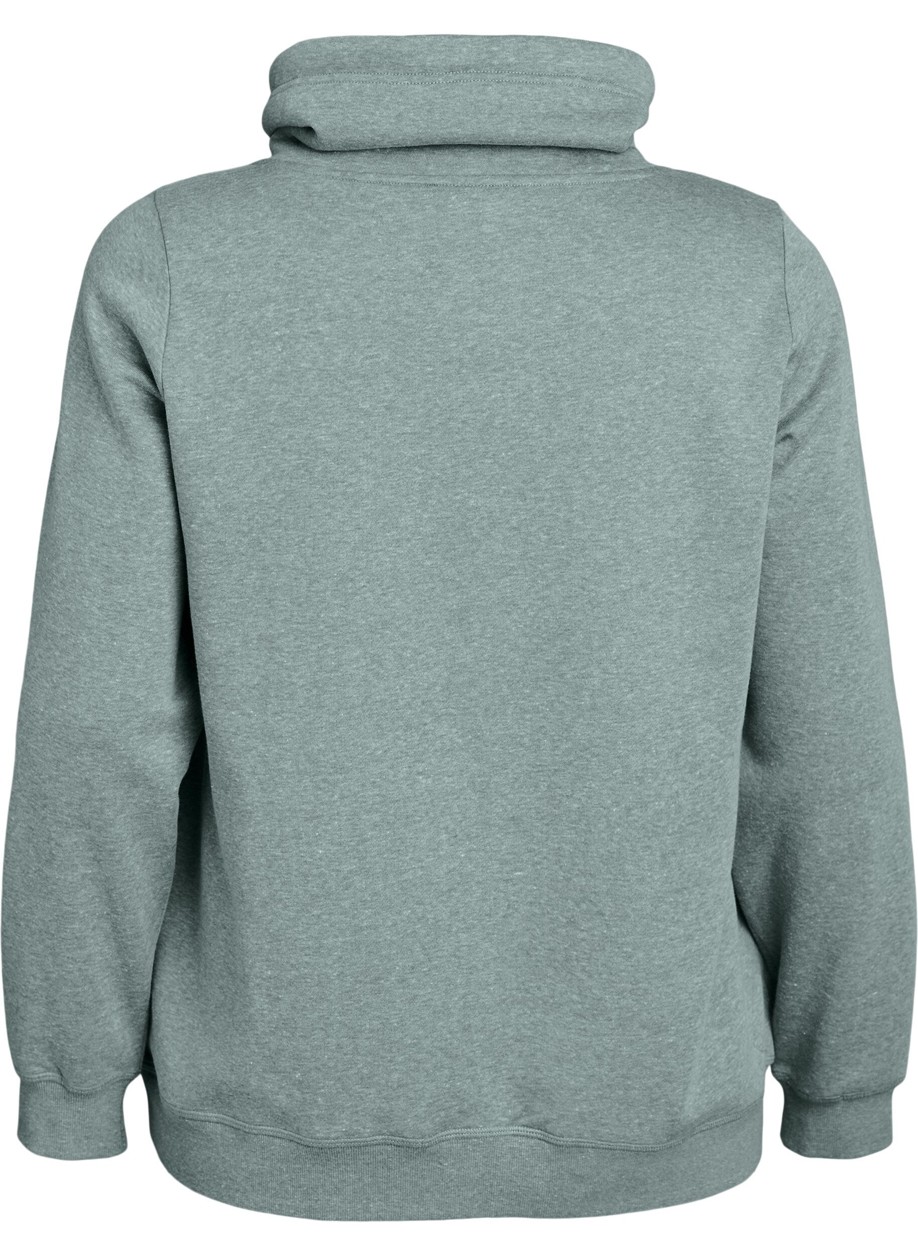 Zizzi Sweatshirt med h&oslash;j krave og lommer, Gr&oslash;n, Packshot image number 1
