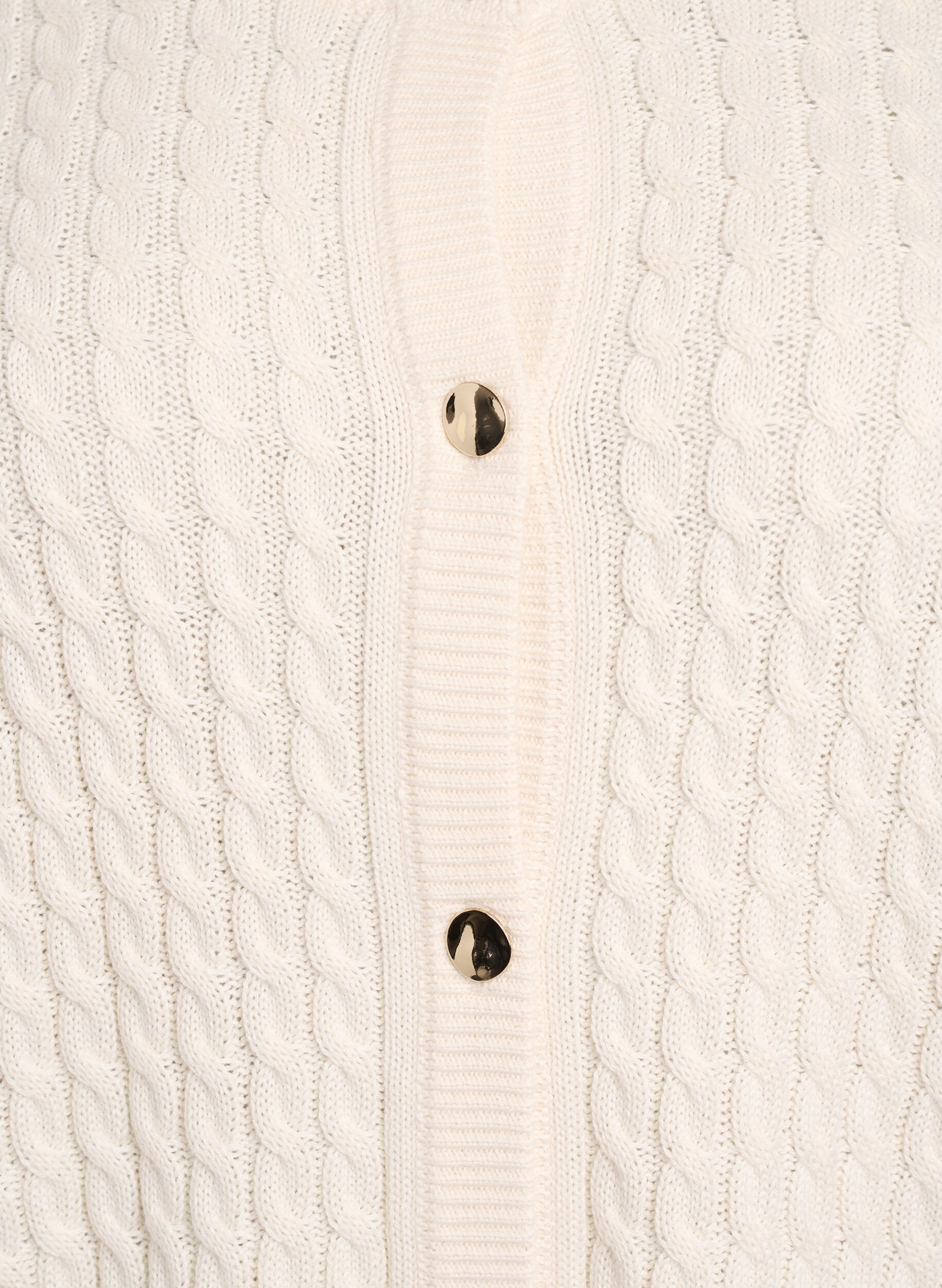 ZizziKabelstrikket cardigan med gyldne knapper, Vanilla, Packshot image number 2