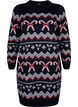 Langærmet strikkjole med julemotiv, Navy Blazer Comb, Packshot image number 0