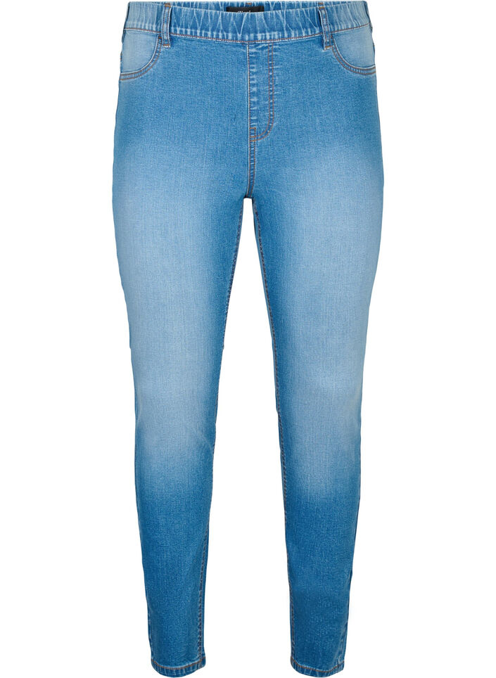Jeggings med baglommer, Blue denim, Packshot image number 0