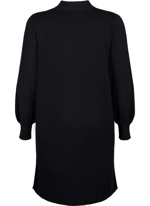 Lang strikket cardigan med lommer, Black, Packshot image number 1