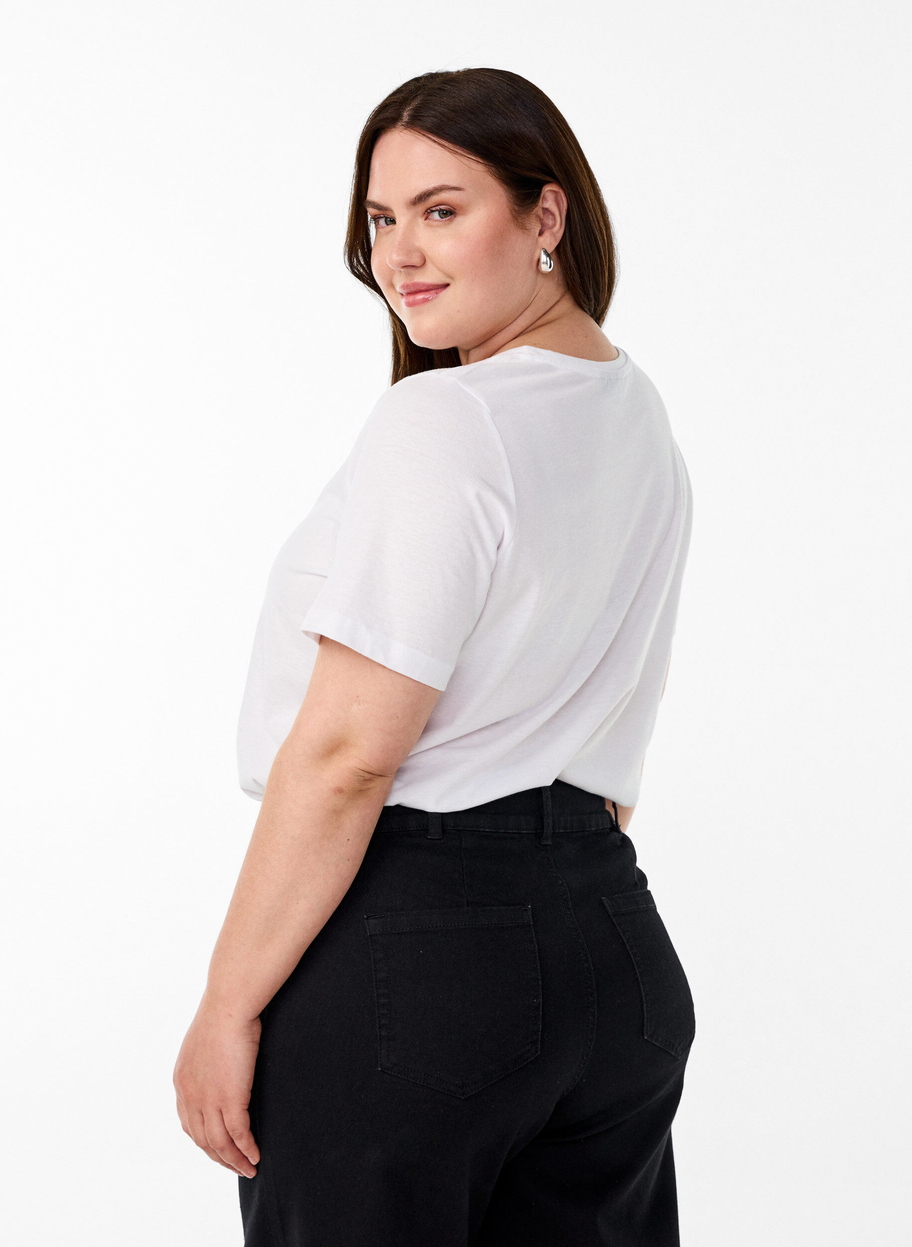 Zizzi FLASH - T-shirt med motiv, Hvid, Model image number 2