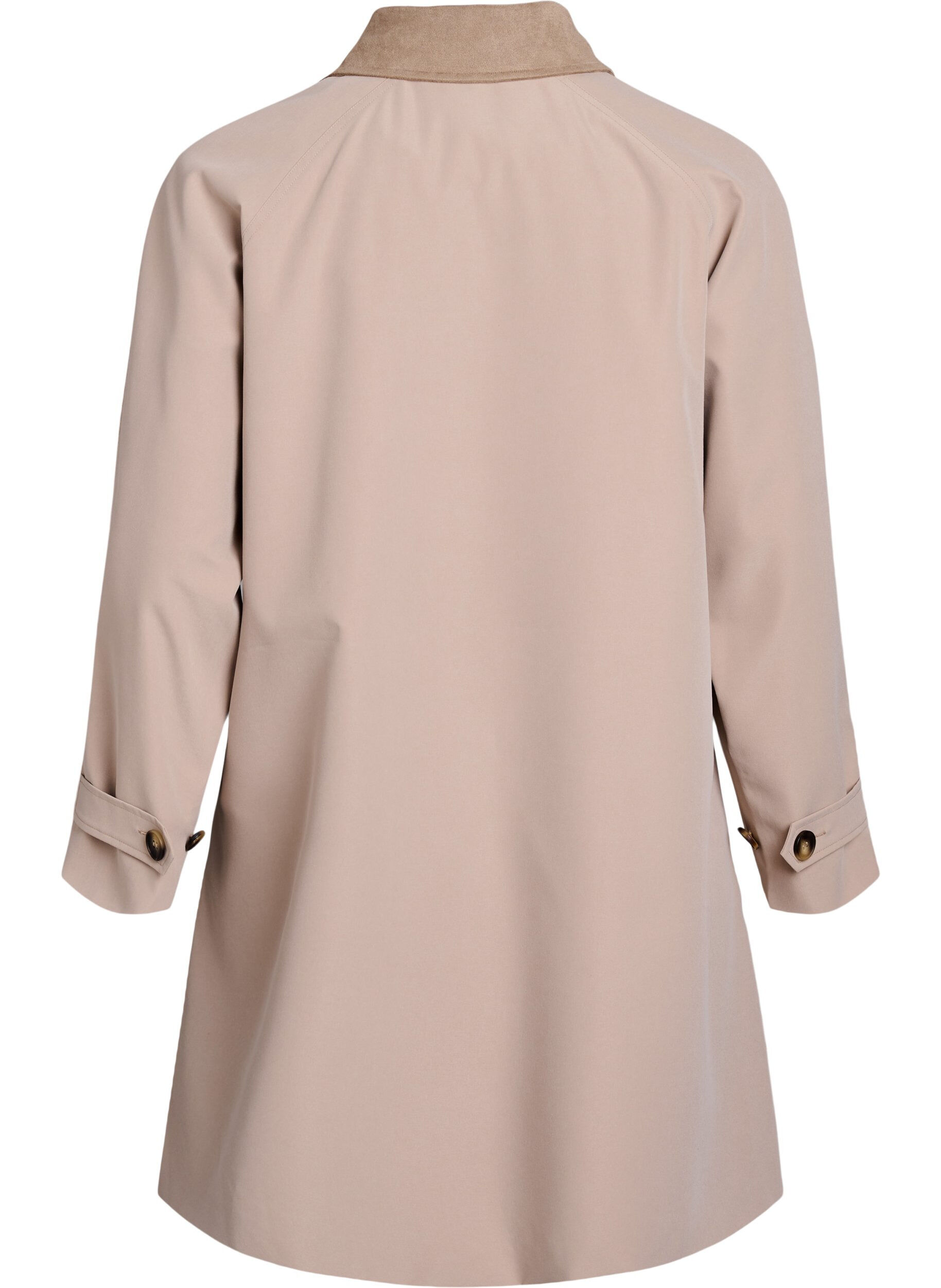 Zizzi For&aring;rsjakke med imiteret ruskindskrave og skjult knaplukning, Beige, Packshot image number 1