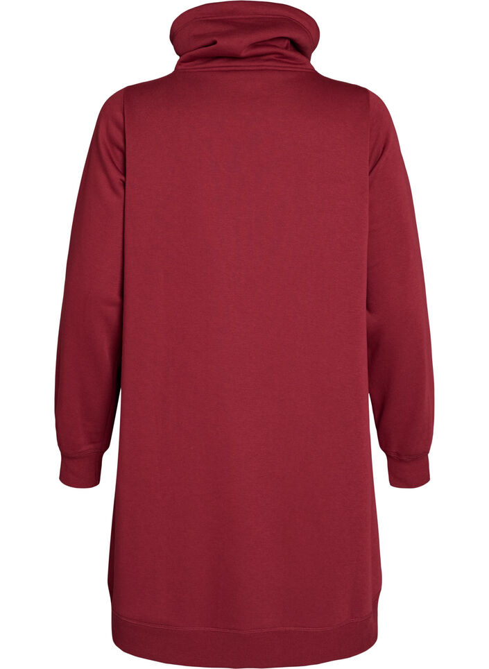 Kort sweatkjole med h&oslash;j krave og lommer, R&oslash;d, Packshot image number 1
