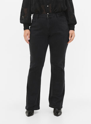 Ellen bootcut jeans med høj talje, Grey Denim, Model image number 2