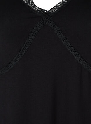 Viskose natkjole med v-udskæring, Black, Packshot image number 2
