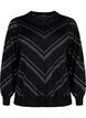 Strikbluse med rund hals og glimmer , Black w.S.L.Stripes, Packshot image number 0