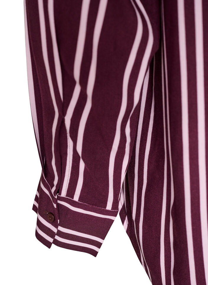 Natskjorte med striber, M&oslash;rk Bordeaux, Packshot image number 3