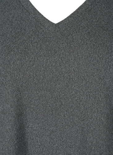 Langærmet bluse med bred manchet og knapper, Dark Grey Melange, Packshot image number 2