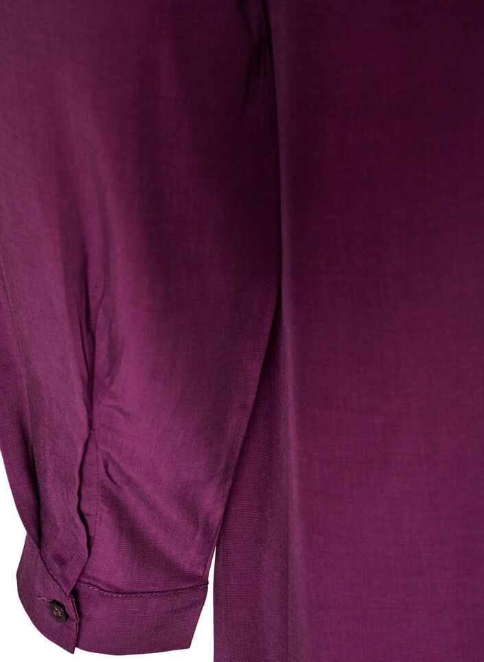 Kort skjortekjole med fl&aelig;selag, Lilla, Packshot image number 3