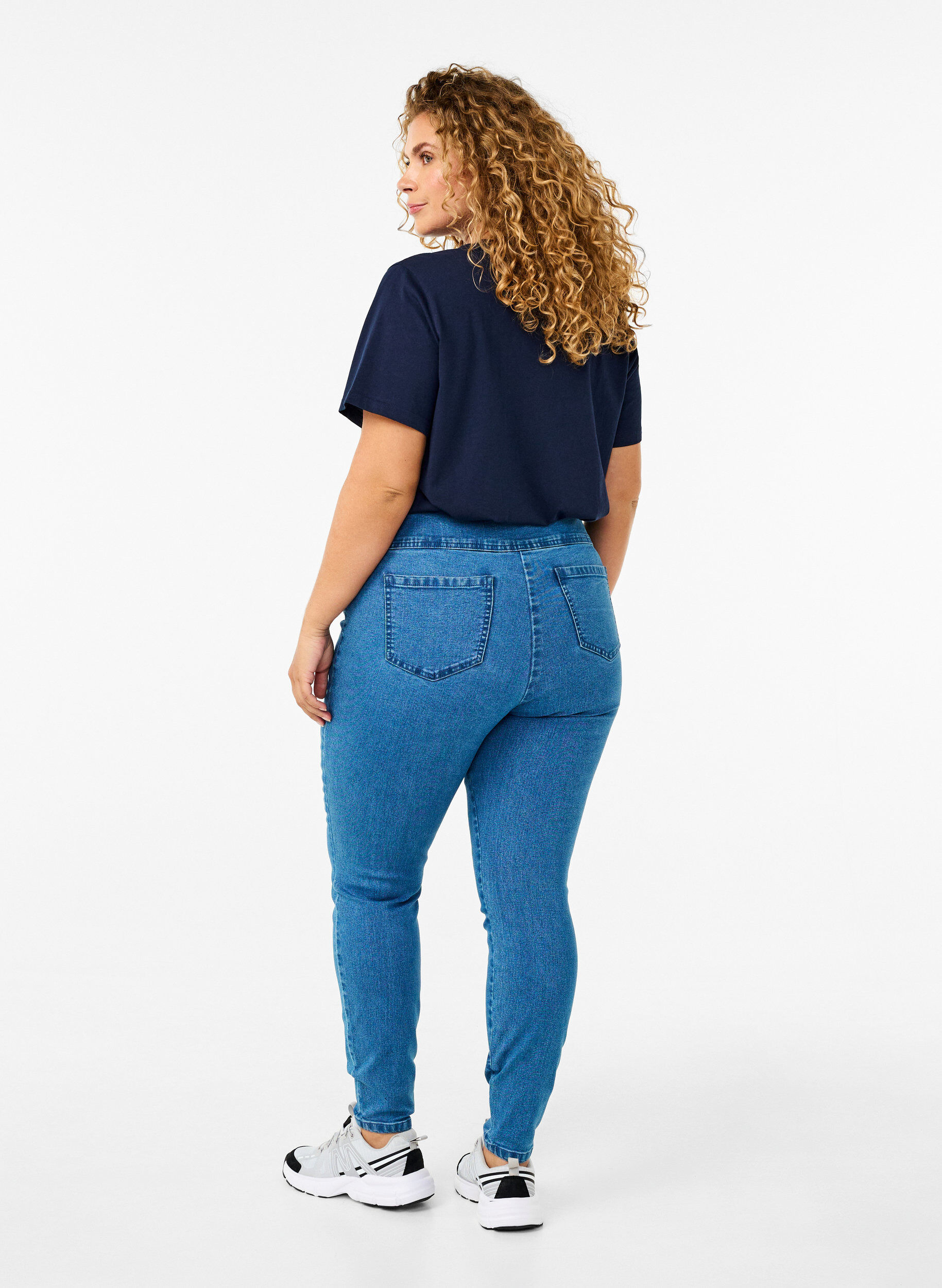 Zizzi Stretchy jeggings med h&oslash;j talje, Light Blue, Model image number 1