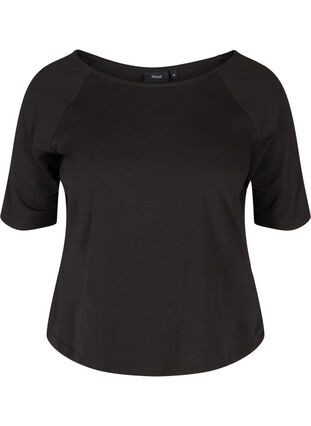 Bomulds t-shirt med 2/4 ærmer, Black, Packshot image number 0