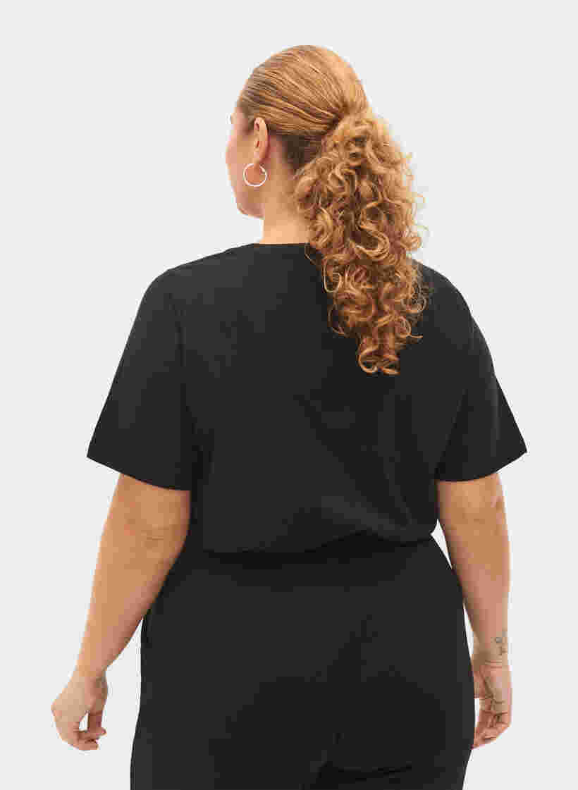 T-shirt med nitter i økologisk bomuld, Black NOW or never, Model image number 0
