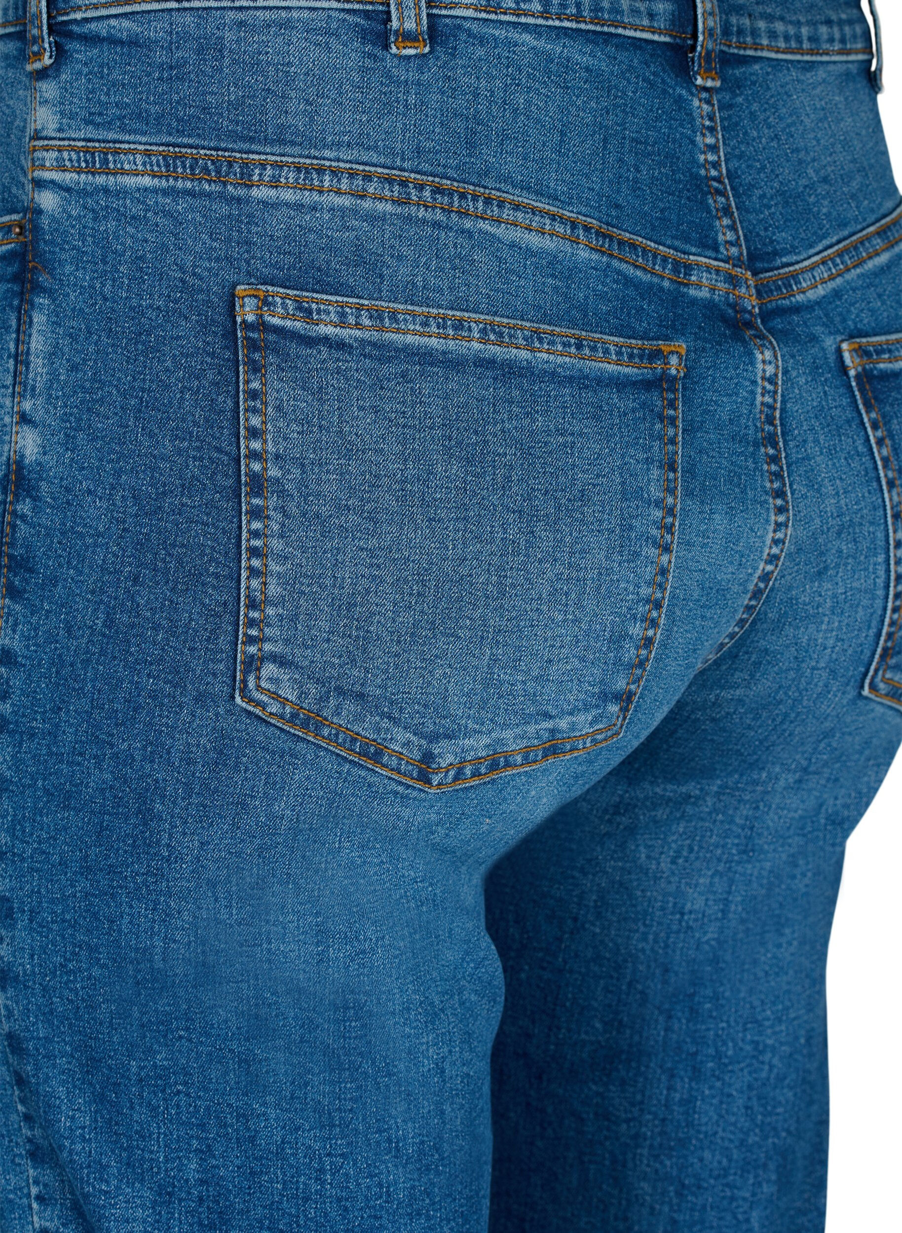 Zizzi H&oslash;jtaljede Gemma jeans med regular fit, Blue denim, Packshot image number 3
