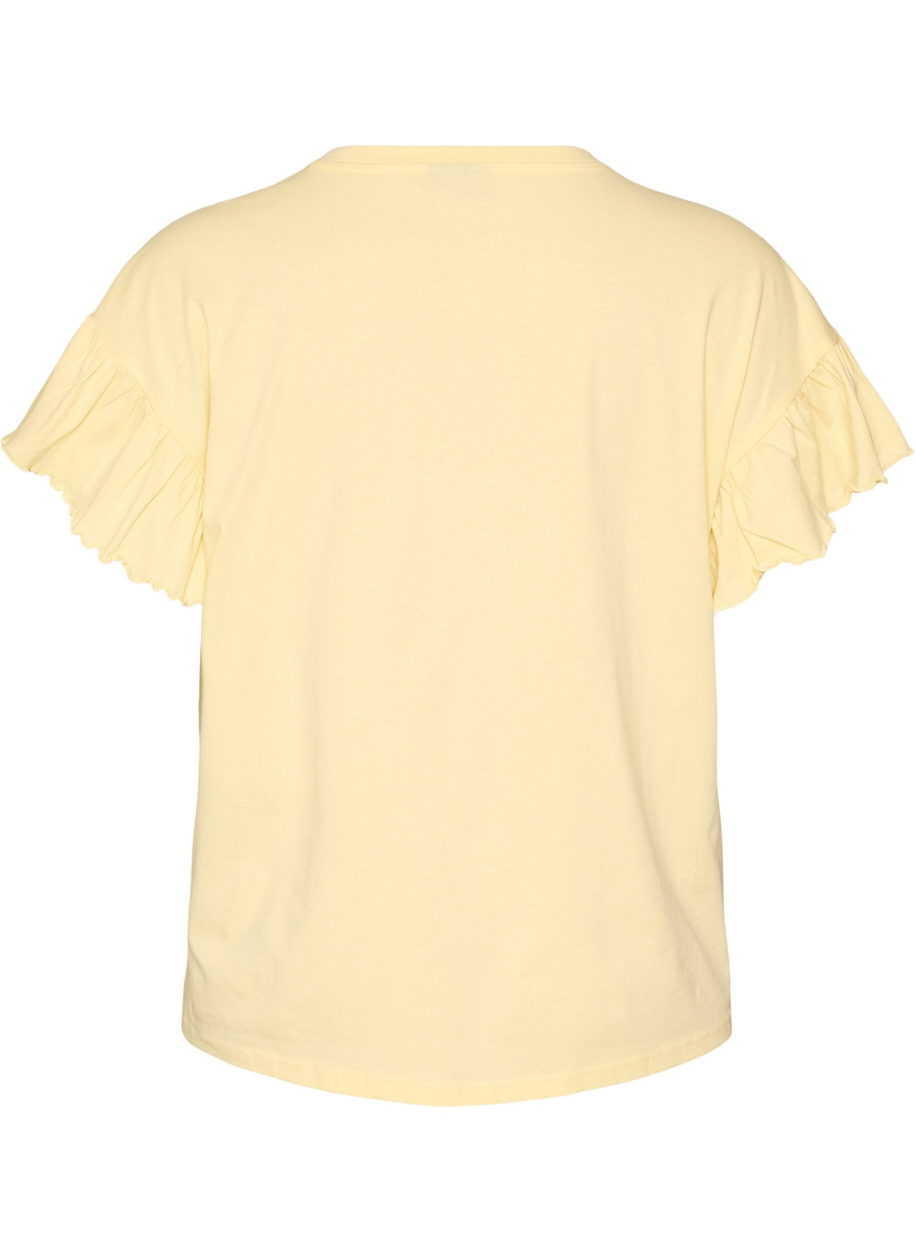 ZizziT-shirt i &oslash;kologisk bomuld med fl&aelig;se&aelig;rmer, Gul, Packshot image number 1