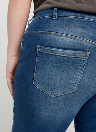 Ekstra slim Sanna jeans med regulær talje, Dark blue denim, Model image number 2