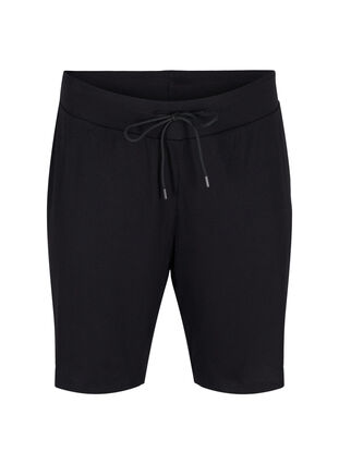 Løse shorts med ribstruktur, Black, Packshot image number 0