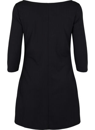 Kjole med draperinger og 3/4 ærmer, Black, Packshot image number 1
