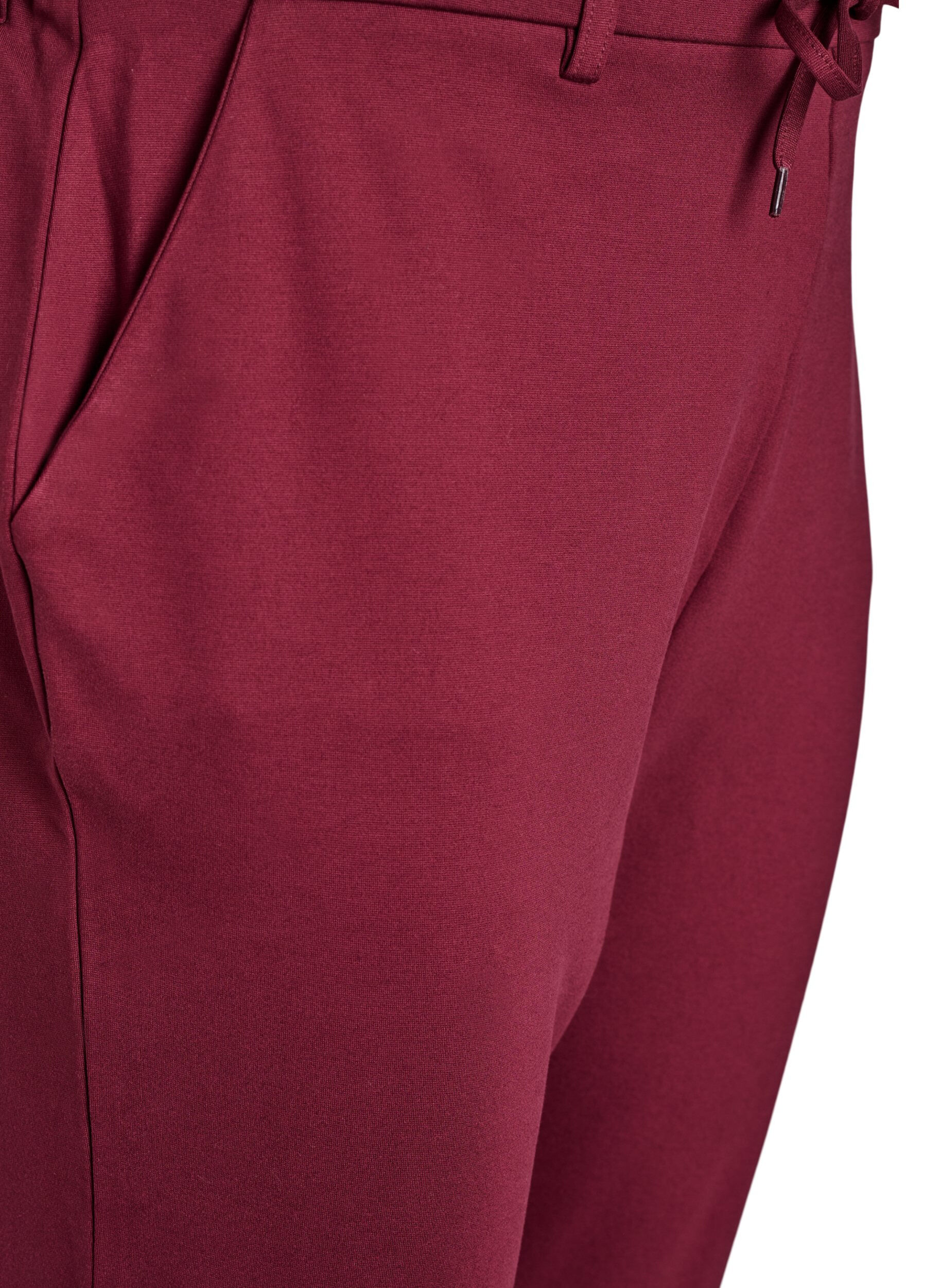 ZizziCropped Maddison bukser, M&oslash;rk Bordeaux, Packshot image number 2