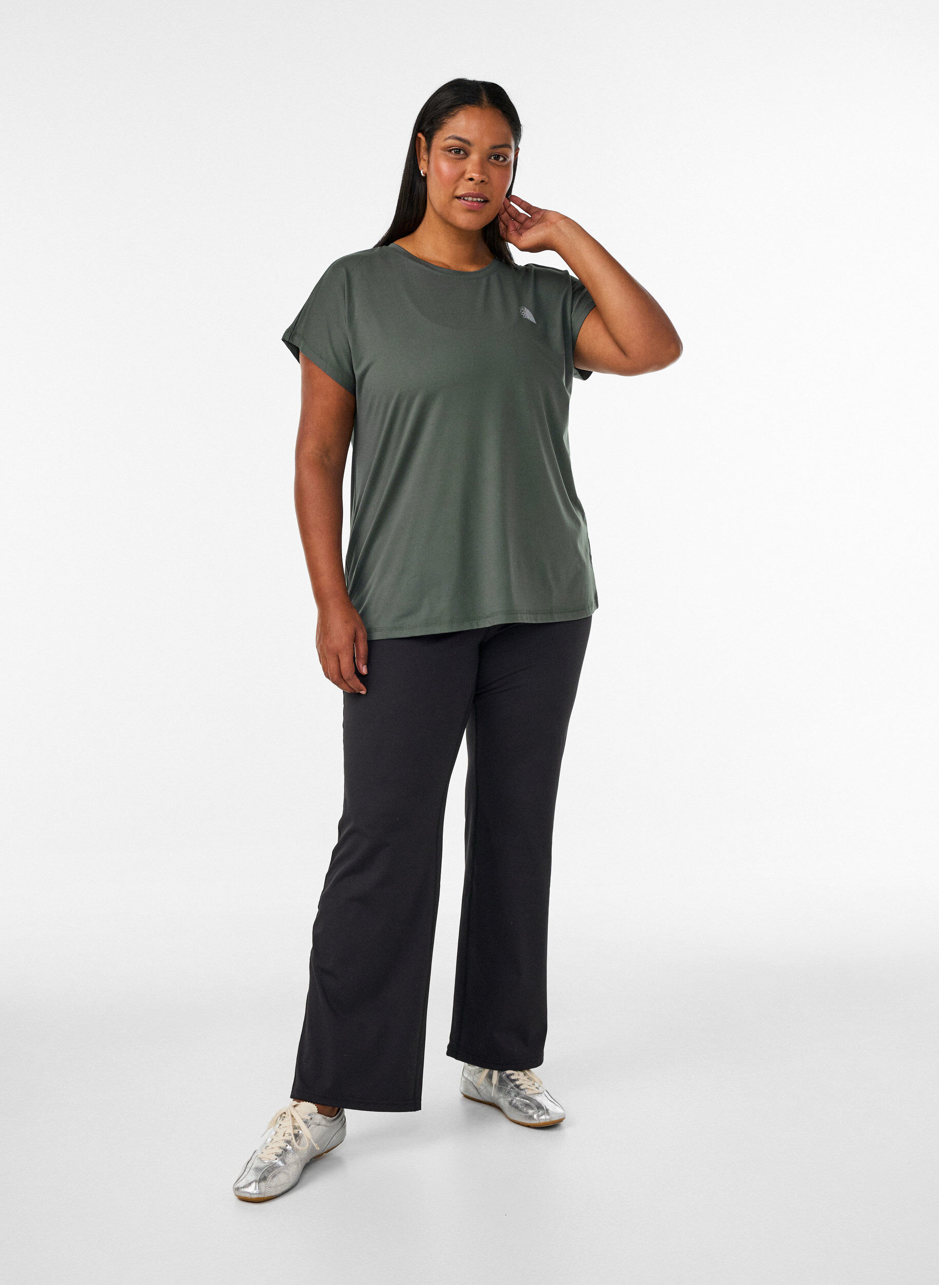 ZizziEnsfarvet tr&aelig;nings t-shirt, Gr&oslash;n, Model image number 1