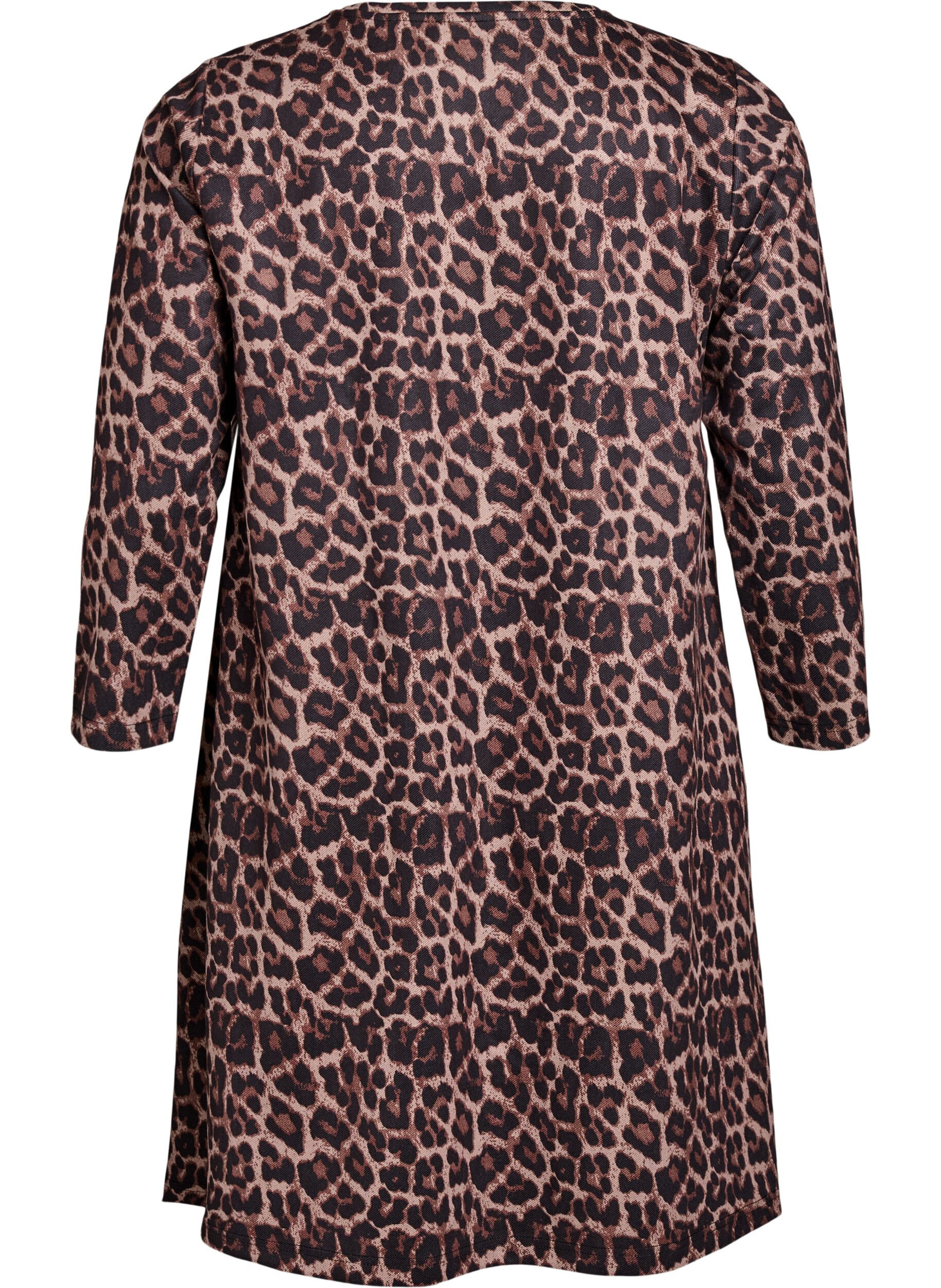 Zizzi FLASH - Kort kjole med A-snit og 7/8 &aelig;rmer, Brun, Packshot image number 1