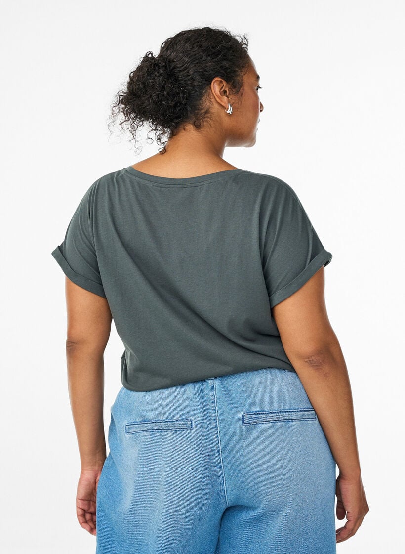 Kort&aelig;rmet t-shirt i bomuldsblanding, Gr&oslash;n, Model image number 2