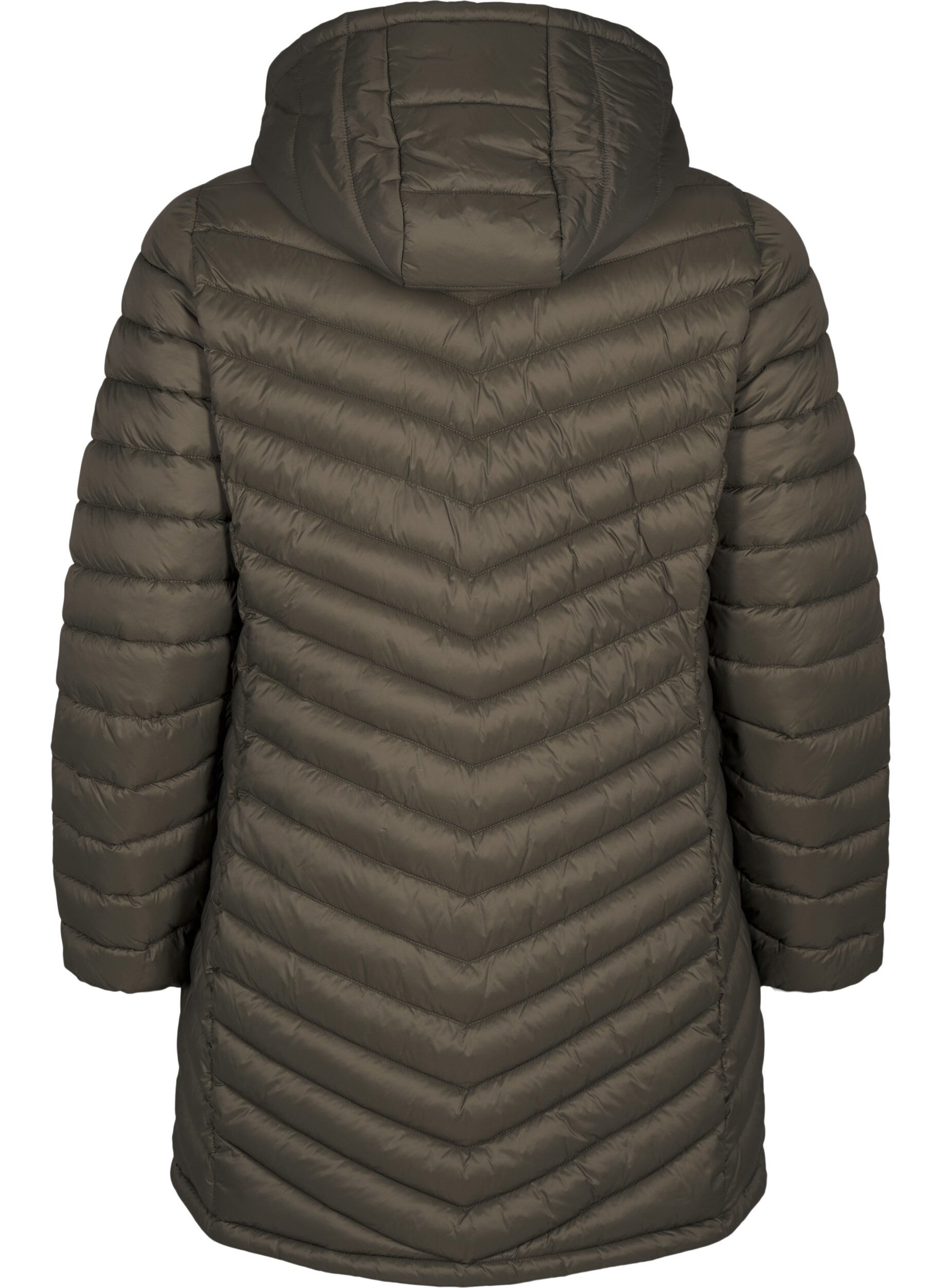 Zizzi Letv&aelig;gts jakke med lommer og aftagelig h&aelig;tte, Gr&oslash;n, Packshot image number 1