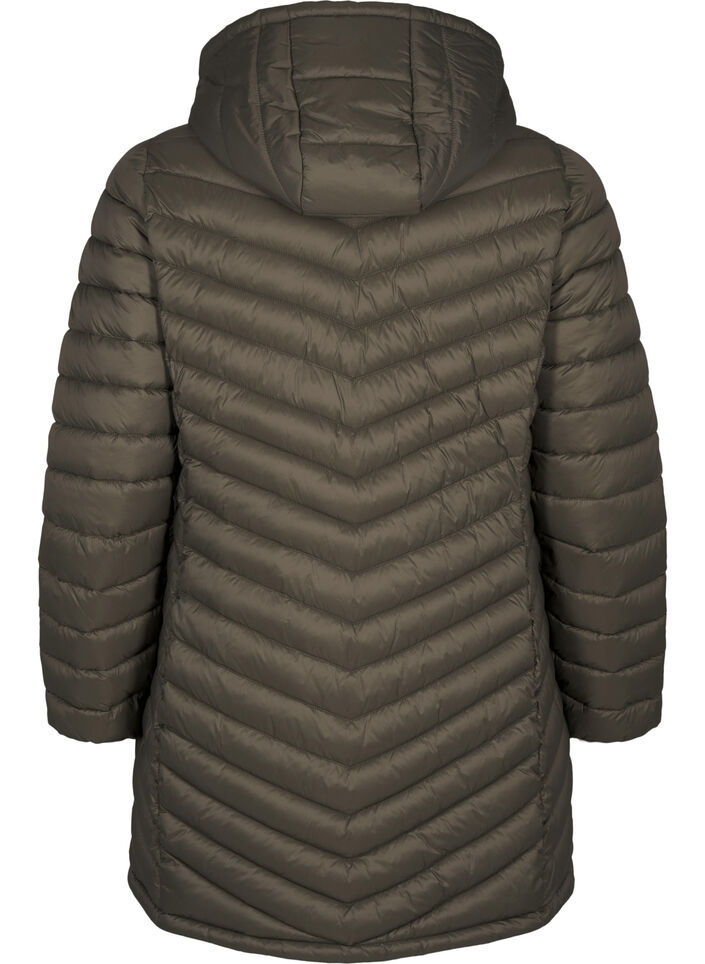 Letvægts jakke med lommer og aftagelig hætte, Grøn, Packshot image number 1