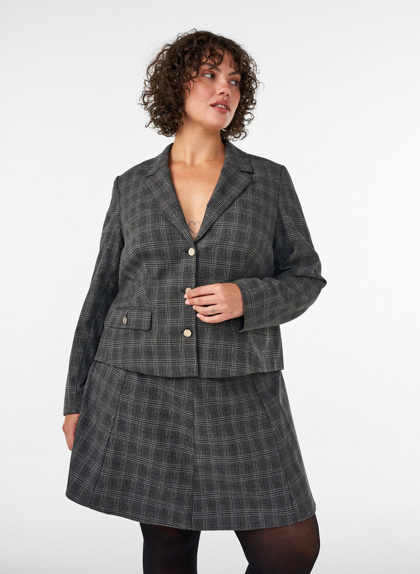 Kort nederdel med A-shape, Gr&aring;, Model image number 0