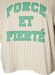 Boxy T-shirt med striber og statement-print, Vanilla, Packshot image number 2